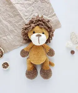 Amigurumi lion toy, crochet lion doll,  stuffed lion, lion plush, lion baby gift, safari nursery, ju