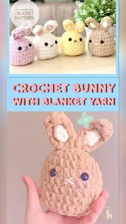 Crochet Bunny with Blanket yarn | Quick & Easy crochet pattern | Easter Home Decor | Cute Amigurumi