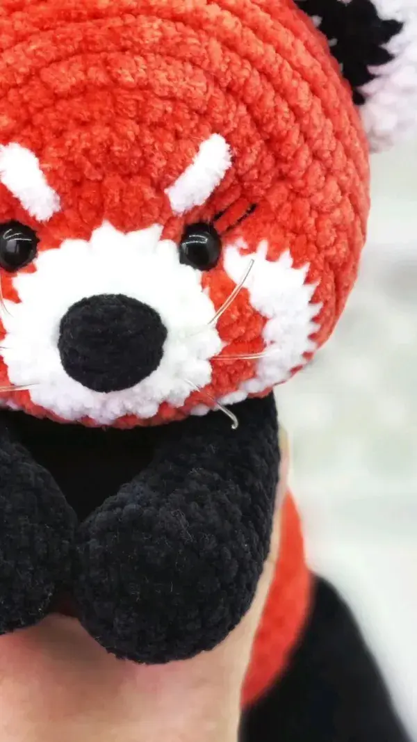 Crochet red panda bear pattern.  Amigurumi red panda. Red panda bear