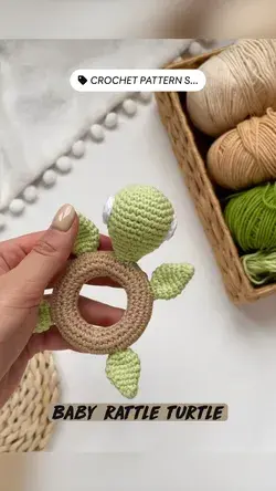 Baby rattle turtle easy crochet pattern PDF