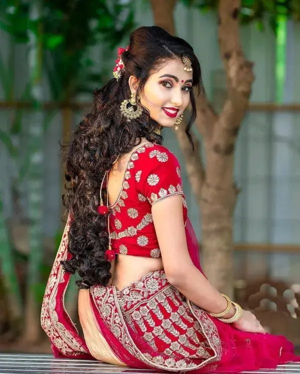 Red saree beautiful desi