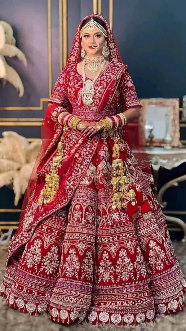 red lehenga