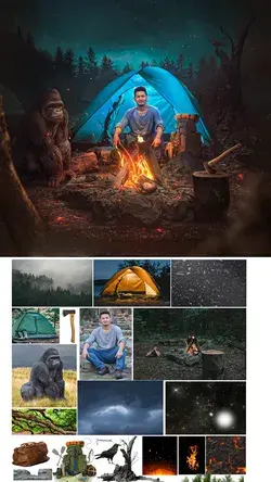 Camping photo manipulation - Photoshop