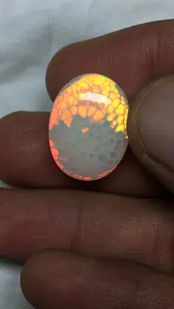 Brilliant magically honeycomb pattern natural ethiopian opal oval cabochon