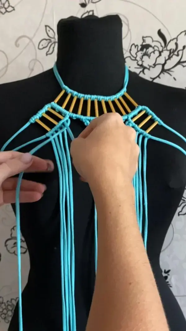 Macrame dress with cylinders