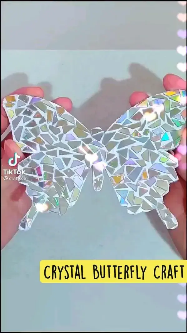 Crystal Butterfly Craft with old disk and hardboard 🦋