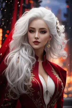 Red iris white hair Beautiful Girl