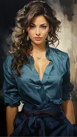 Sexy woman in blue dress _Next Gen Art