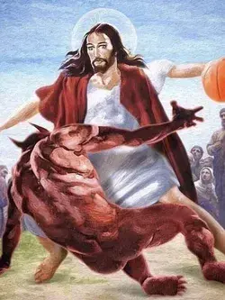 Jesus Vs Satan In Basketball Scarf by Nathan31