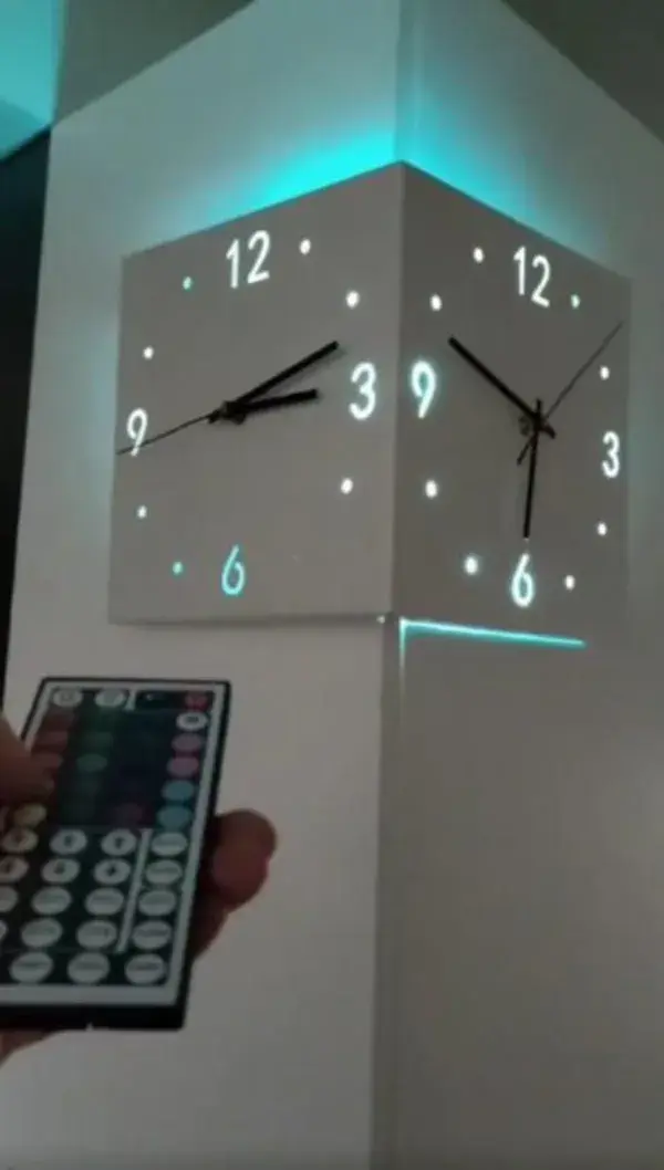 Two-Faced Corner Media Digital Wall Clock