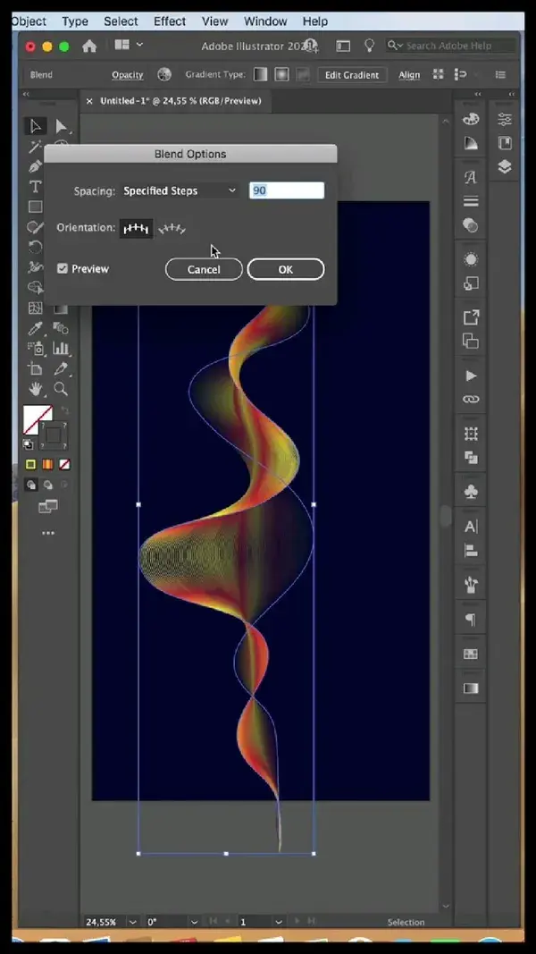 squiggly 3d design in illustrator #graphicdesign #3d #blend #lineart #designcours