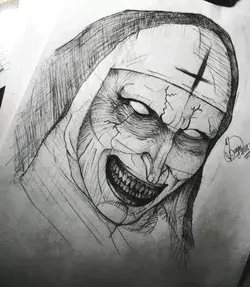 #horror pencil drawing #the nun