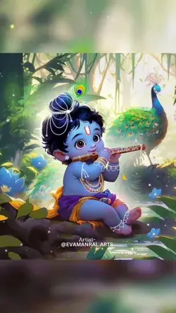 Beautiful baby Krishna playing flute with peacock latest Video status