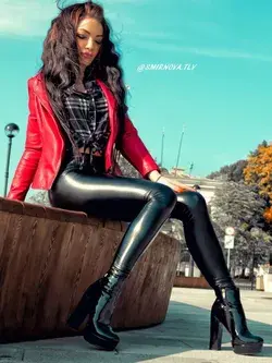 Black Faux Leather Leggings Fall Fashion Outfit For Women