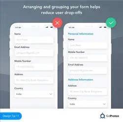 Arranging and grouping your form helps reduce user drop-offs