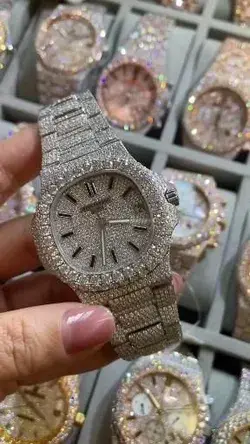 patek philippe nautilus vvs moissanite diamond iced out customized hip hop jewelry watch