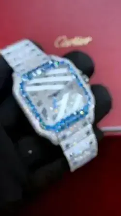 cartier santos vvs moissanite diamond iced out customized hip hop jewelry watch