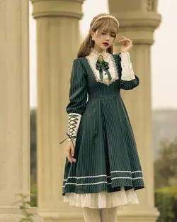 YinLing Maiden Striped Vintage Classic Lolita OP Dress