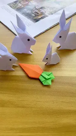 Paper folding a little rabbit