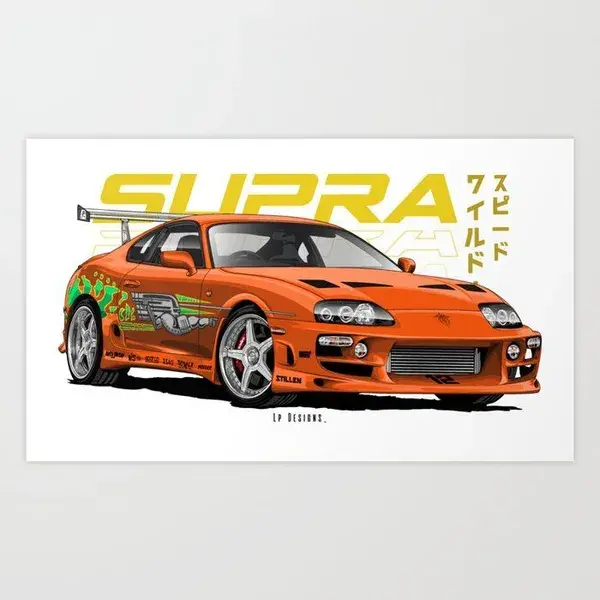 Art Print | Supra Mk Iv - The Fast And Furious by Lpdesigns1 - X-Small - Society6