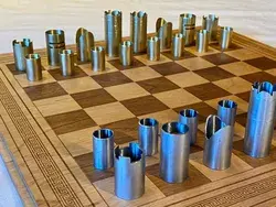 Chess Set Handmade - Copper Steel or Brass - Modern and Rustic - Medium Set