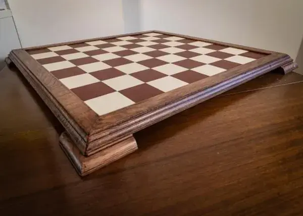 Made to order Chessboard finished in leather, with matching oak trim, 2.75"(70mm) squares. BOARD ONL