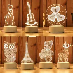 Gift for girlfriend boyfriend 3D Hologram Lamp USB Acrylic Lights party favor anniversary present Valentines day gift1