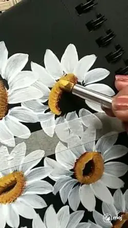 Beautiful white Flowers | Daisies | Acrylic Painting | Round Brush Strokes