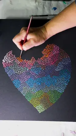 Watercolor Heart on Black