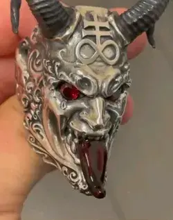 Leviathan Horned Devil's Mask Ring