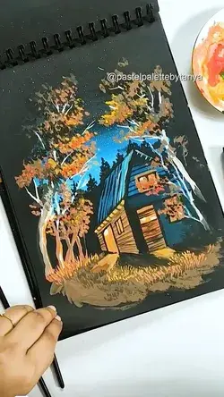 Gouache painting on black