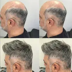 Salt and Pepper Hair Color Men's Human Hair Replacement System