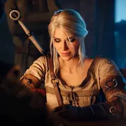 Ciri playing GWENT