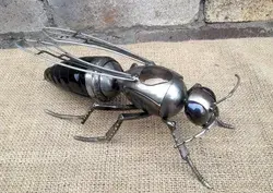 Metal sculpture Wasp, black wasp America.