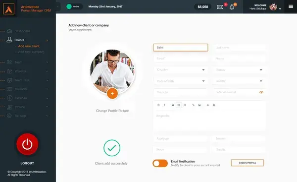 Add client profile page ui design #ui #ux #webapps #website