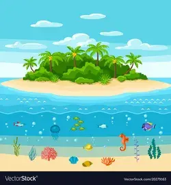 Tropical island in ocean Royalty Free Vector Image