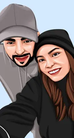 Cartoon Couple Portrait Illustration