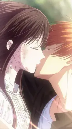 kyo tearing up and kissing tohru