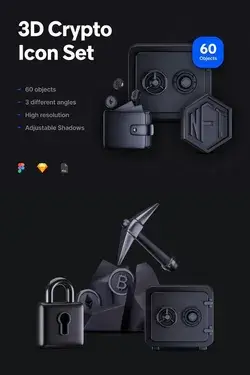 3D Crypto Icon Set