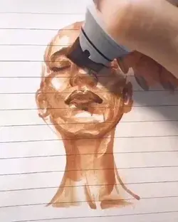 Drawing portrait with just one Brown marker | Drawing Challenge
