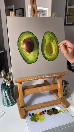 Sliced Avocado 12” x 12” Oil on Cradled Panel