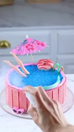 Making A Barbie Pool out of a Grocery Store Cake  #cakedecorating