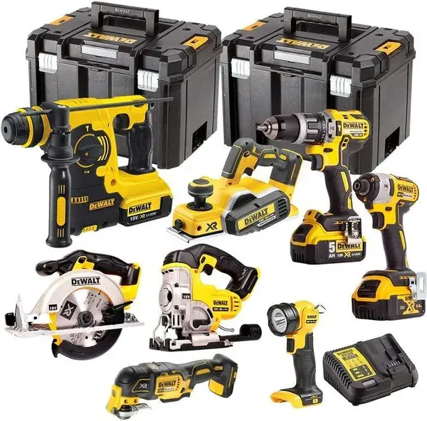 Dewalt 8 Pieces Power Tool 18V Li-ion Monster Kit with 3 x 5.0Ah Batteries & Chargers in 2 x TStak