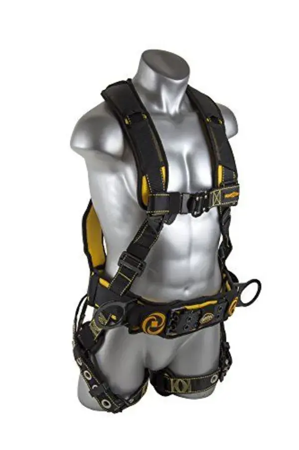 Guardian Fall Protection 21030 Cyclone Construction Harness with QC Chest/TB Leg/TB Waist Belt/Side D-Rings, Black/Yellow, Medium/Large - Fall Arrest Safety Harnesses - Amazon.com