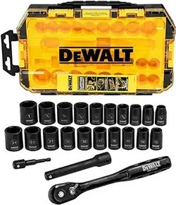 DEWALT Impact Socket Set, 23-Piece, 1/2" Drive Metric/SAE (DWMT74739)