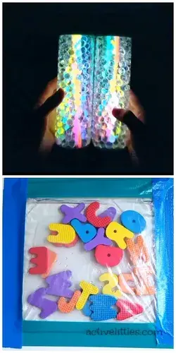 DIY glow in the dark sensory bottles 