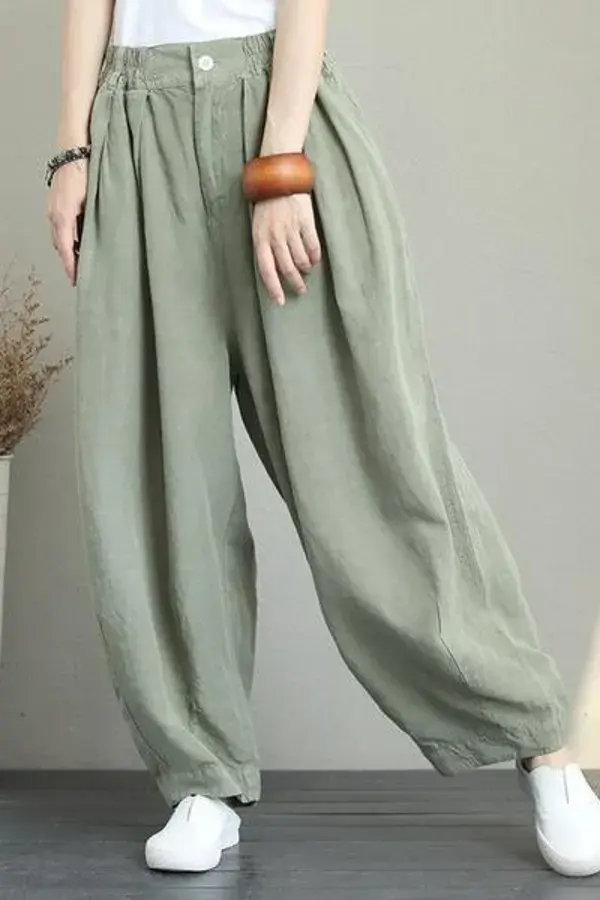 Casual Wide Leg Linen Pants Women Loose Trousers Q1290&ndash; FantasyLinen