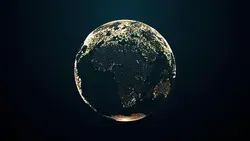 animation spinning golden globe earth planet Stock Footage Video