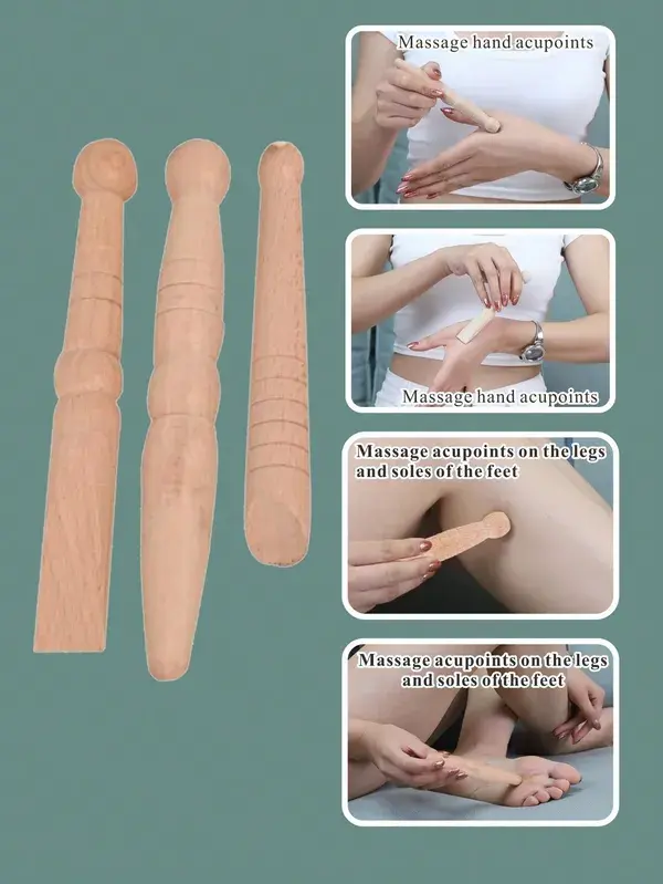 3pcs Wood Body Massage Stick