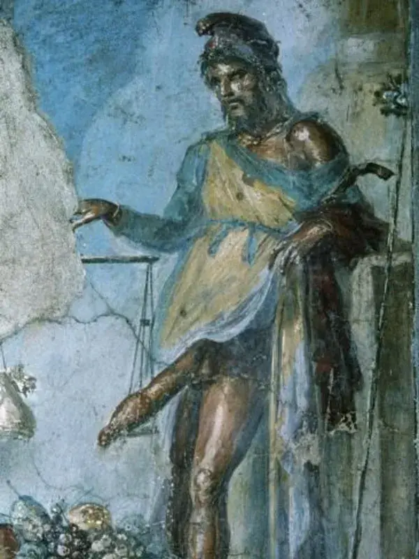 Giclee Painting: Priapus by Weighing His Penis. Fresco. Pompeii. Italy